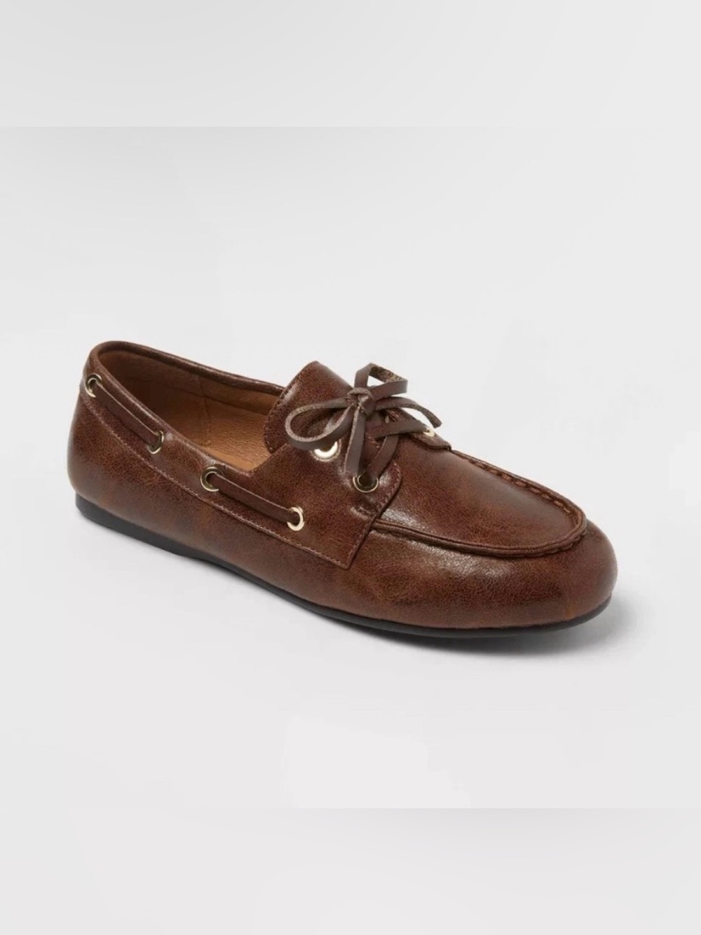 Universal Threads Women’s Brown Leather Boat Shoe Driving Loafer